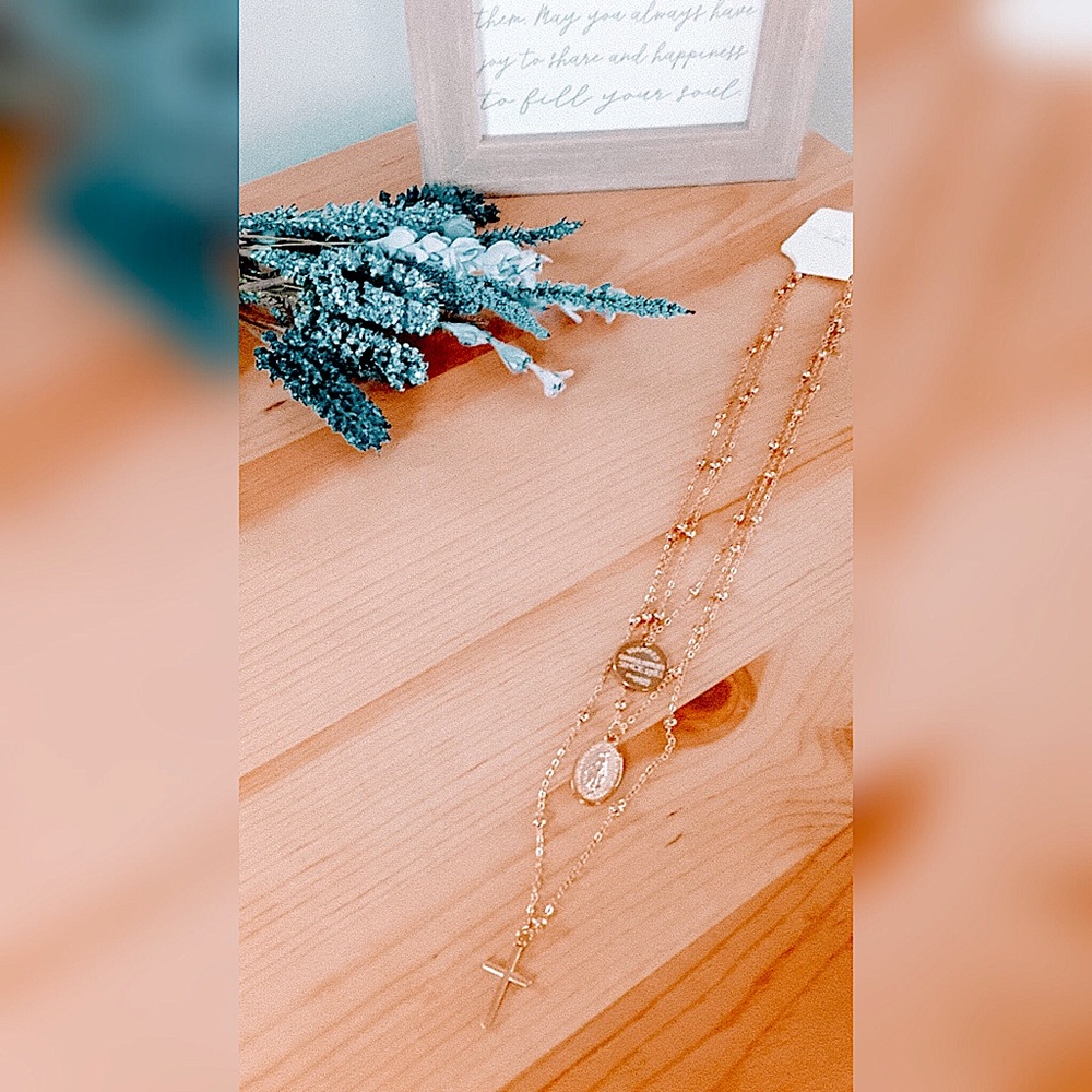 Golden Triple Cross Neckace christian catholic